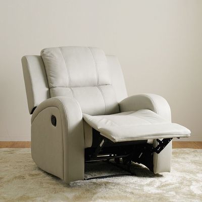 Crimson 1-Seater Fabric Recliner Sofa - Off-White - With 2-Year Warranty